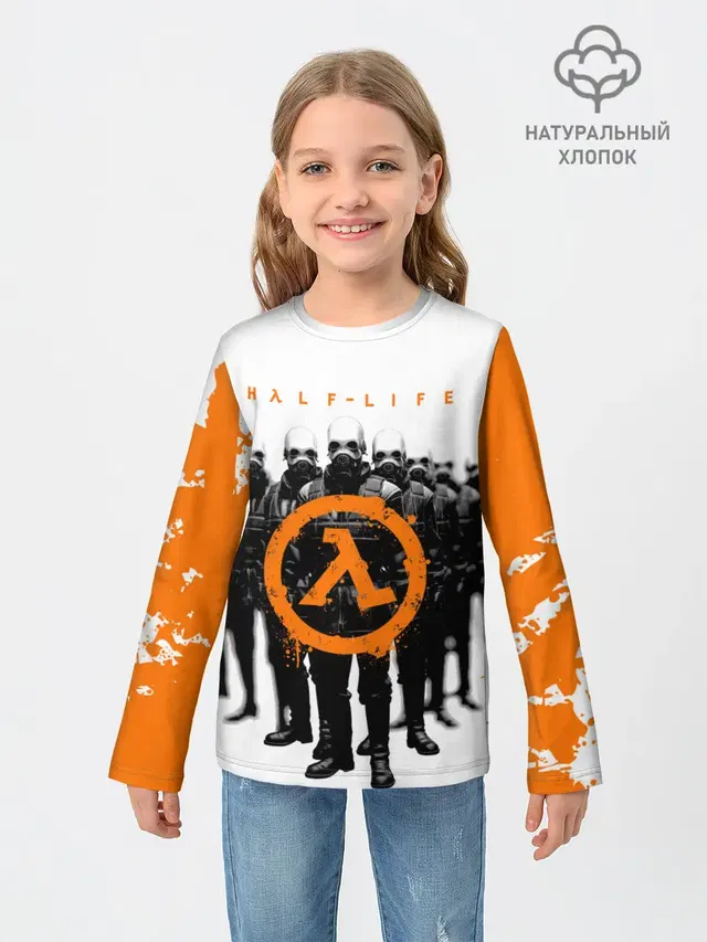 Детский лонгслив с принтом «Half-Life — HL»