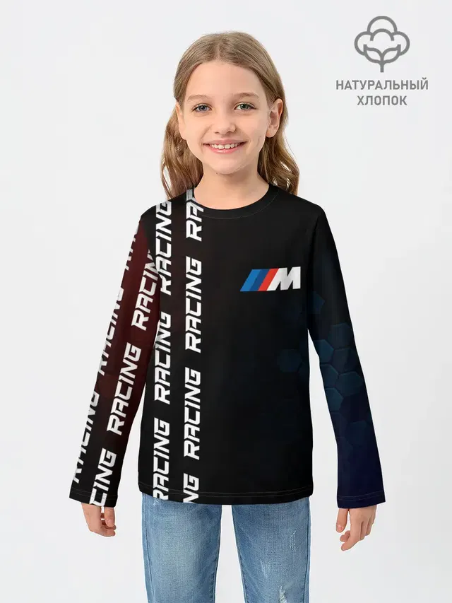 Детский лонгслив с принтом «BMW — BMW - Racing»