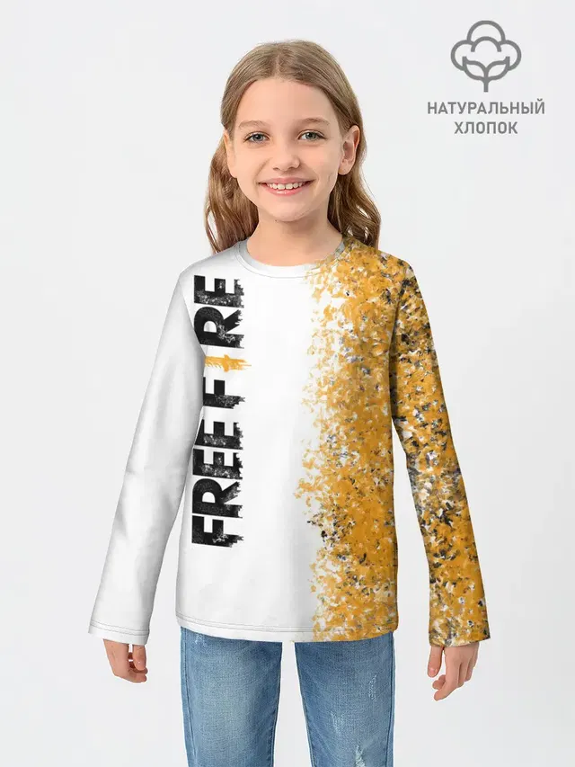 Детский лонгслив с принтом «Grunge texture — FREE FIRE»