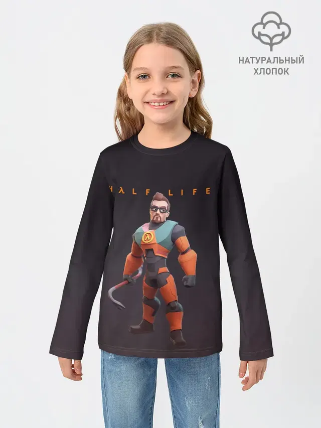 Детский лонгслив с принтом «Freeman Фриман Half Life — FREEMAN — ФРИМАН»