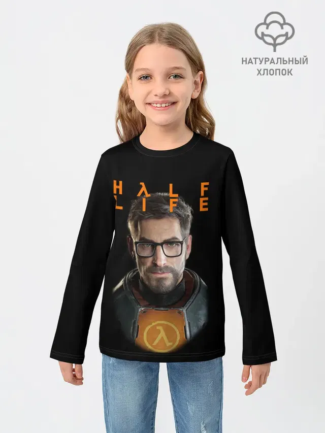 Детский лонгслив с принтом «Half-Life Freeman Фриман — FREEMAN — ФРИМАН»