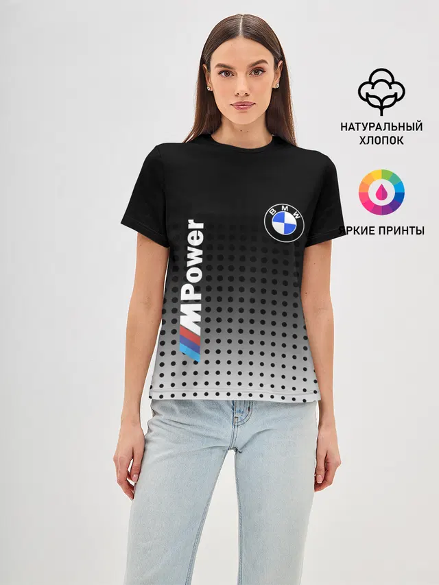 Женская базовая футболка с принтом «BMW»