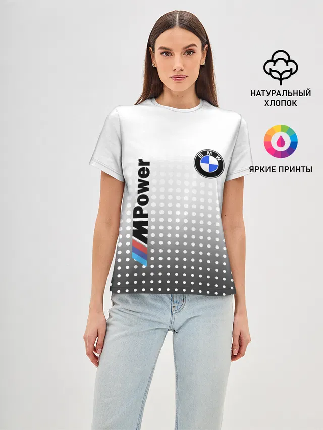 Женская базовая футболка с принтом «BMW»