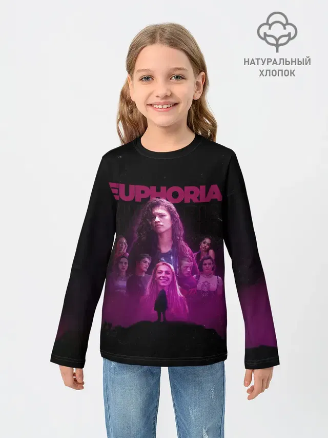 Детский лонгслив с принтом «Euphoria team»