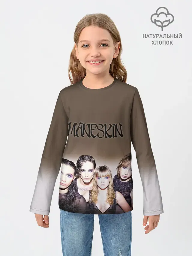 Детский лонгслив с принтом «Maneskin»