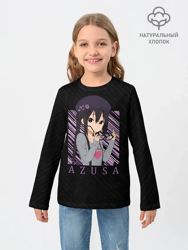 Детский лонгслив с принтом «Адзуса Накано K-on»