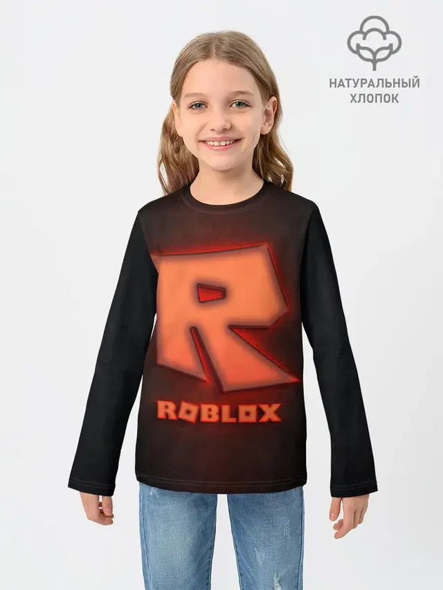Детский лонгслив с принтом «Роблокс — ROBLOX NEON RED»