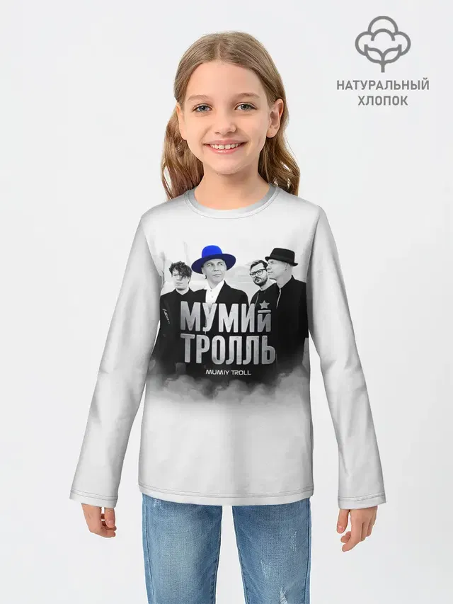 Детский лонгслив с принтом «Мумий Тролль — Mumiy Troll»