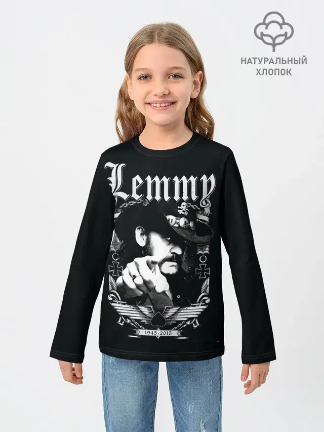 Детский лонгслив с принтом «Motorhead — RIP Lemmy»