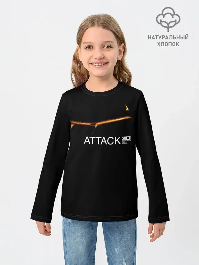 Детский лонгслив с принтом «Attack — ATTACK 30 Seconds to Mars»