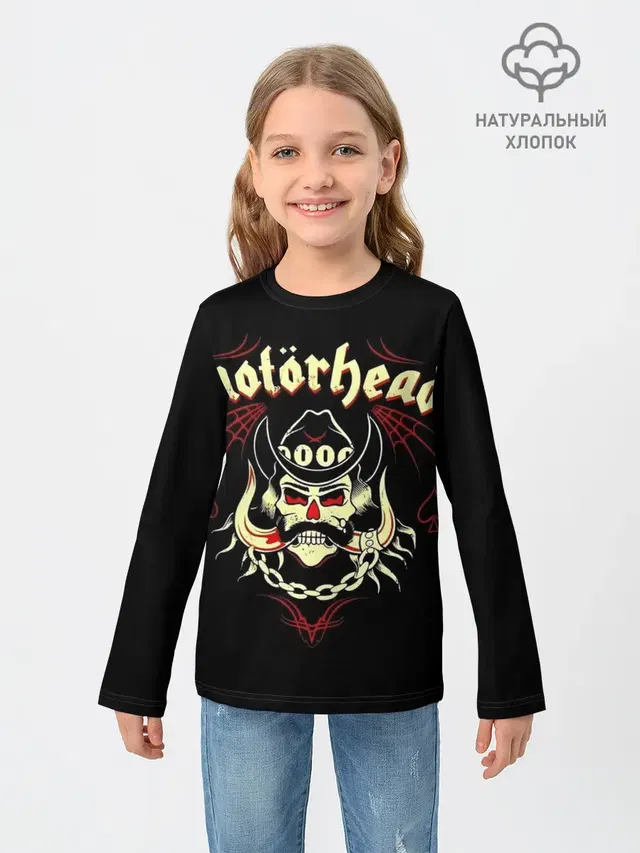 Детский лонгслив с принтом «Motorhead — Angry Lemmy»