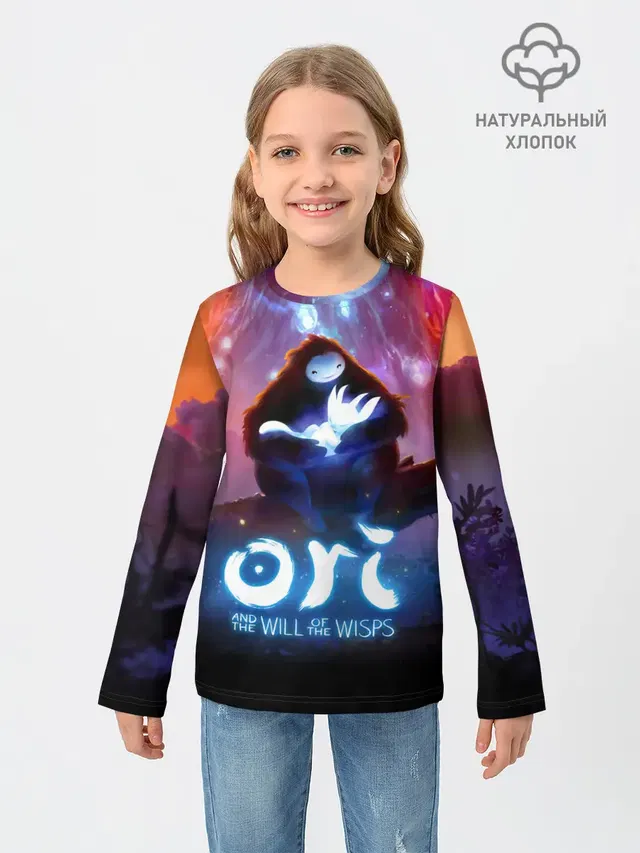 Детский лонгслив с принтом «Ori and the will of the wisps»