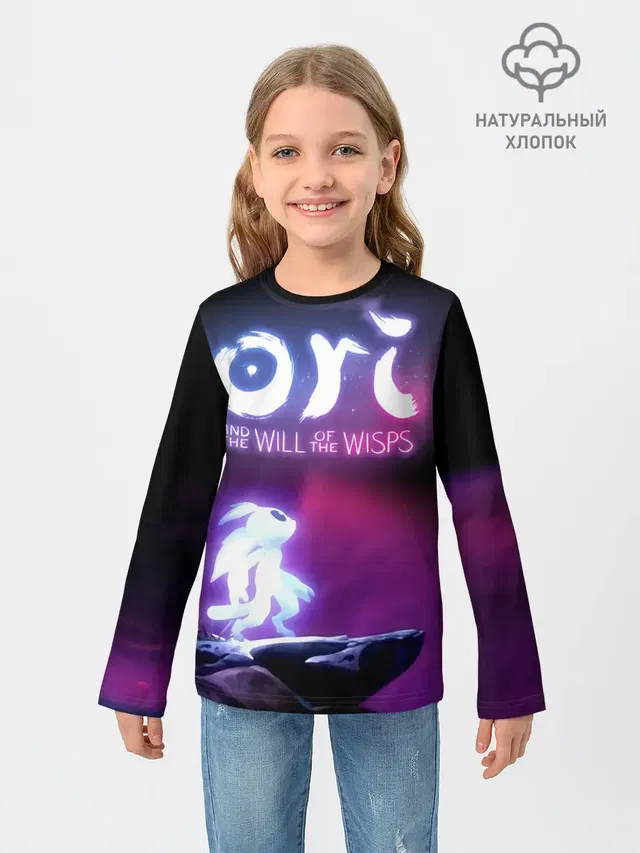 Детский лонгслив с принтом «Ori and the will of the wisps»