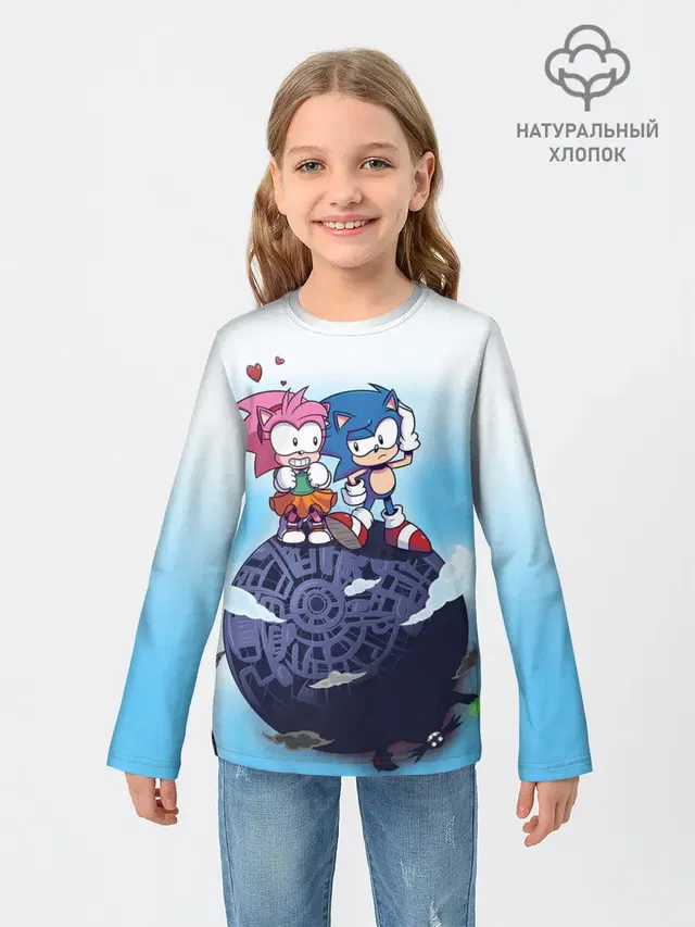 Детский лонгслив с принтом «Соник — AMY ROSE»