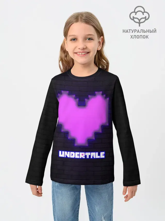 Детский лонгслив с принтом «Undertale Purple Heart»