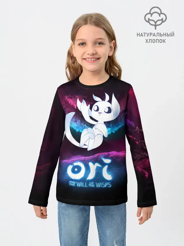 Детский лонгслив с принтом «Ori»