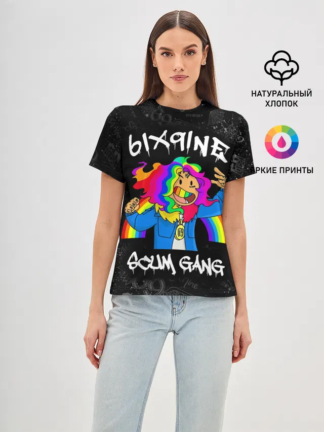 Женская базовая футболка с принтом «6IX9INE»