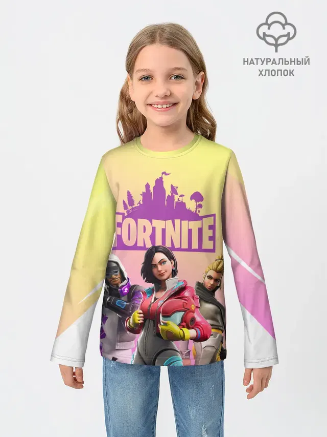 Детский лонгслив с принтом «Фортнайт — Fortnite Squad»