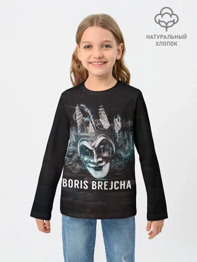 Детский лонгслив с принтом «Boris Brejcha — Boris Brejcha Mask»