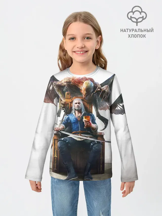 Детский лонгслив с принтом «Geralt»