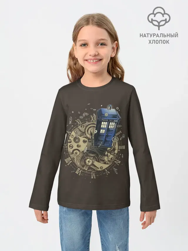 Детский лонгслив с принтом «Tie to Tardis»