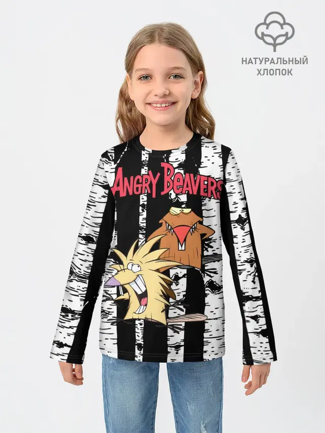 Детский лонгслив с принтом «Angry Beavers»