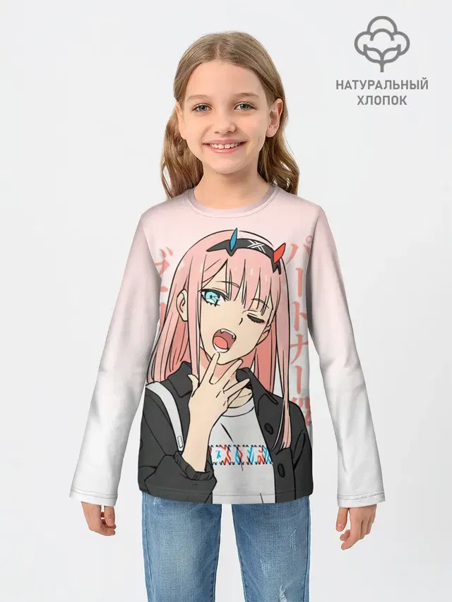 Детский лонгслив с принтом «Darling in the FranXX — Zero Two Darling in the Franxx»