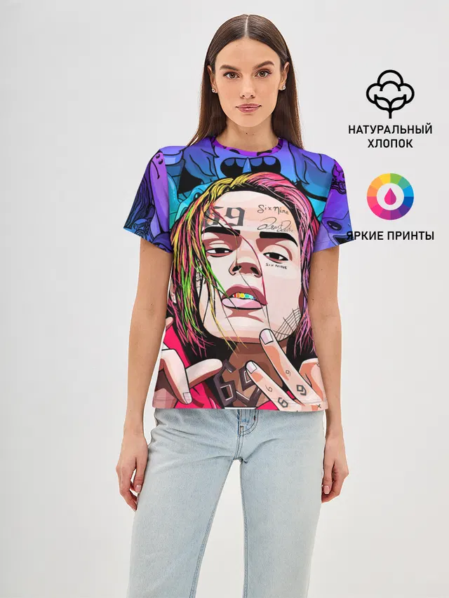 Женская базовая футболка с принтом «6IX9INE»