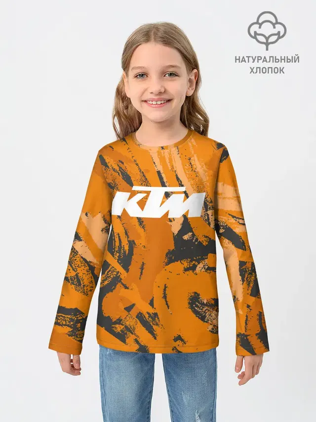 Детский лонгслив с принтом «Мотокросс — KTM — КТМ»