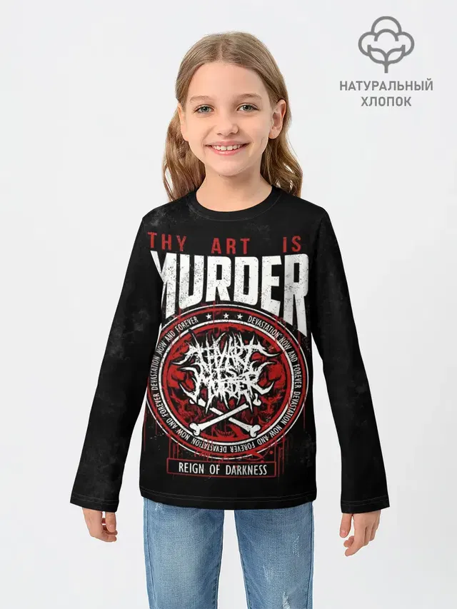 Детский лонгслив с принтом «Разный рок — Thy Art Is Murder»