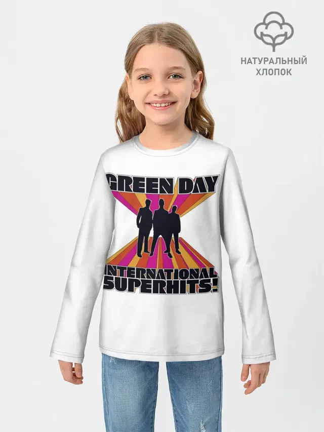 Детский лонгслив с принтом «Green Day — International Superhits! Green Day»