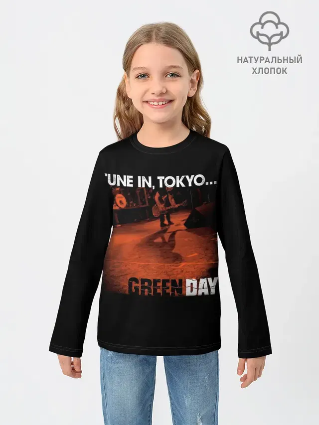 Детский лонгслив с принтом «Green Day — Tune In, Tokyo... Green Day»
