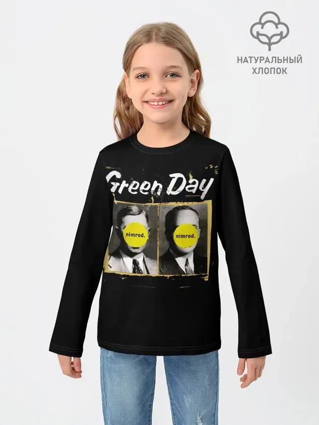 Детский лонгслив с принтом «Green Day — Nimrod. Green Day»