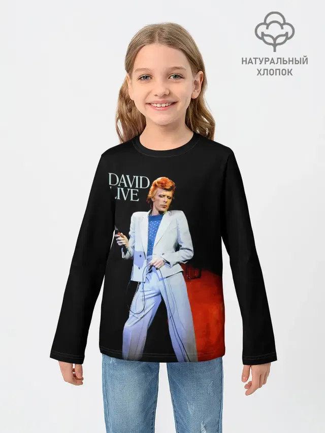Детский лонгслив с принтом «David Live - David Bowie»