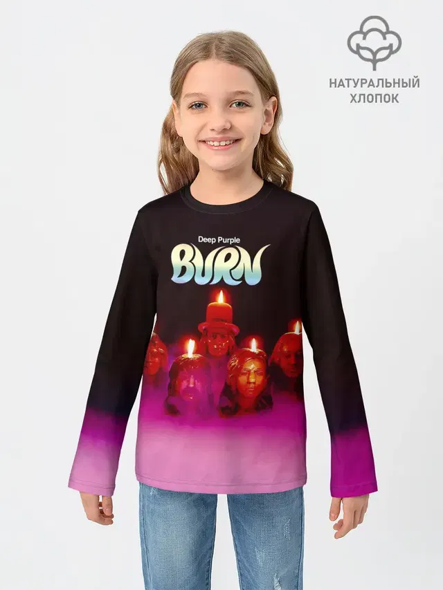 Детский лонгслив с принтом «Deep Purple — Deep Purple - Burn»