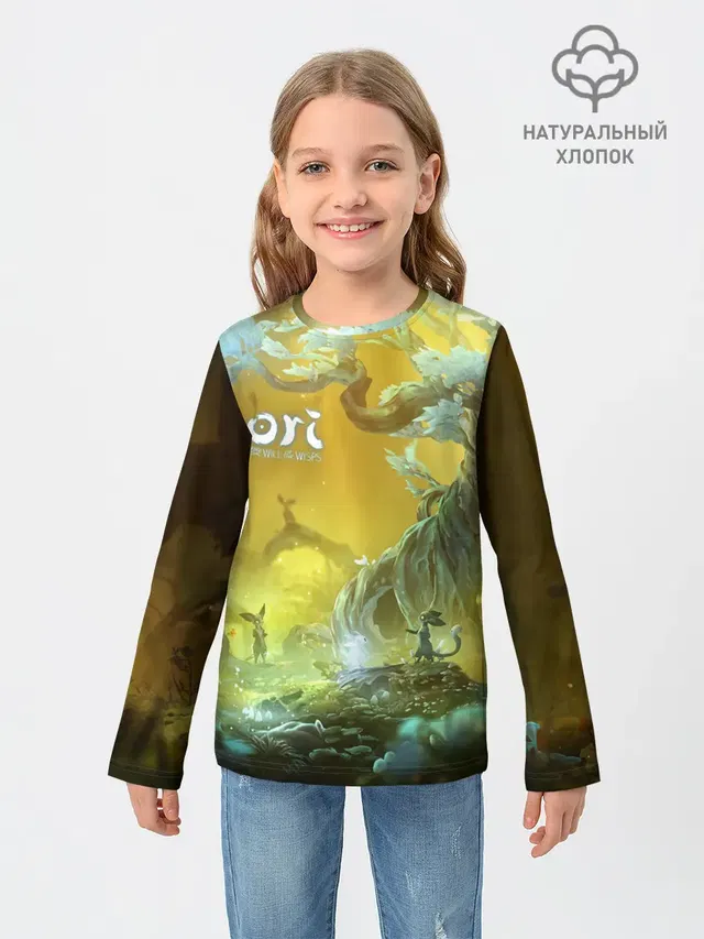 Детский лонгслив с принтом «Moki — Ori»