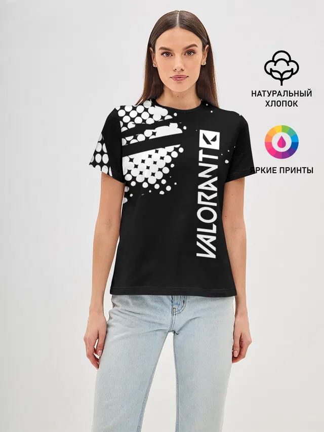 Женская базовая футболка с принтом «Black and white»