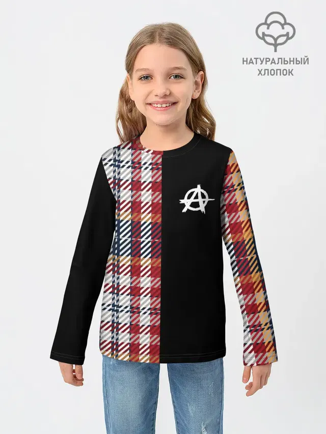 Детский лонгслив с принтом «Tartan — ANARCHY»