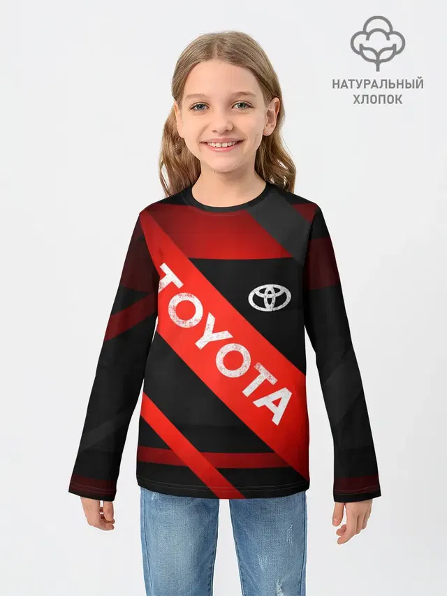 Детский лонгслив с принтом «Тойота — TOYOTA LINES»