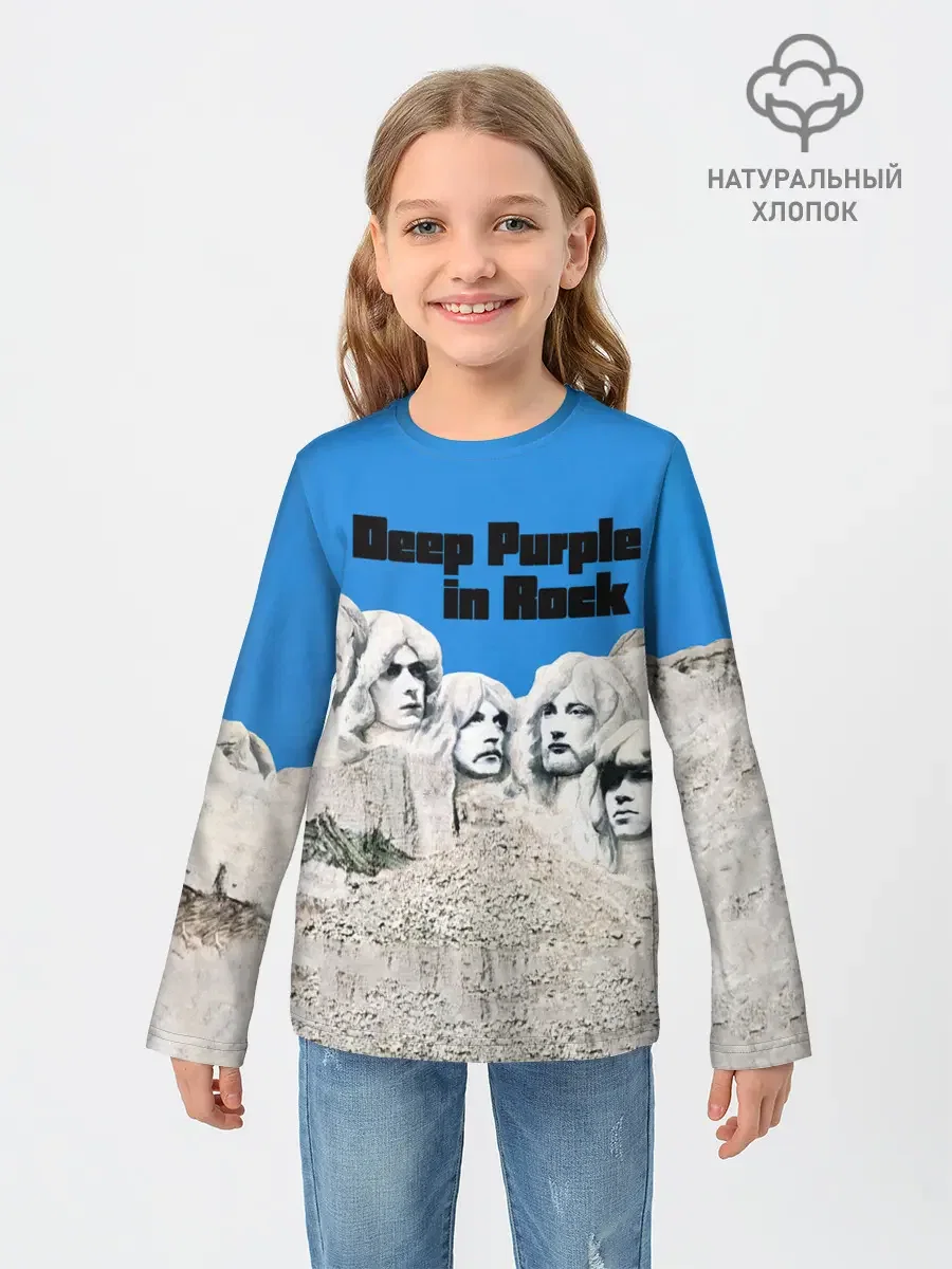 Детский лонгслив с принтом «Deep Purple — Deep Purple in Rock», вид спереди