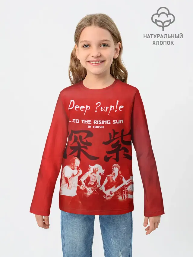 Детский лонгслив с принтом «Kanji — Deep Purple To The Rising Sun»
