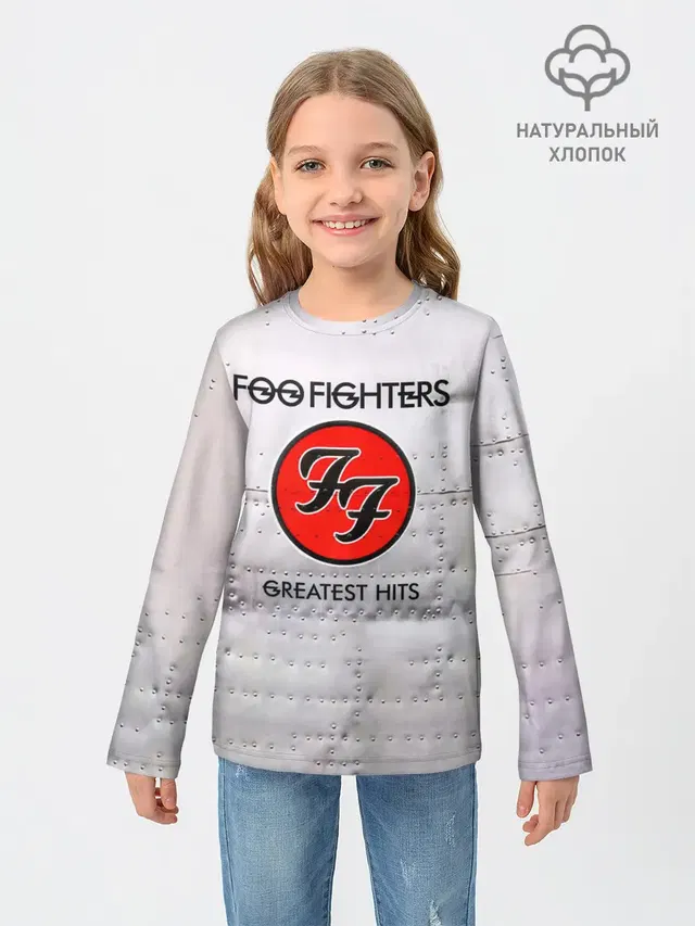 Детский лонгслив с принтом «Foo Fighters — Greatest Hits - Foo Fighters»