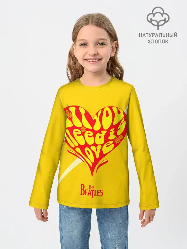 Детский лонгслив с принтом «The Beatles — All u need is love Beatles»