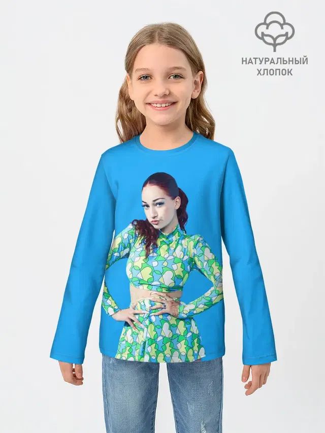 Детский лонгслив с принтом «Bhad Bhabie — Bhad babie blue»