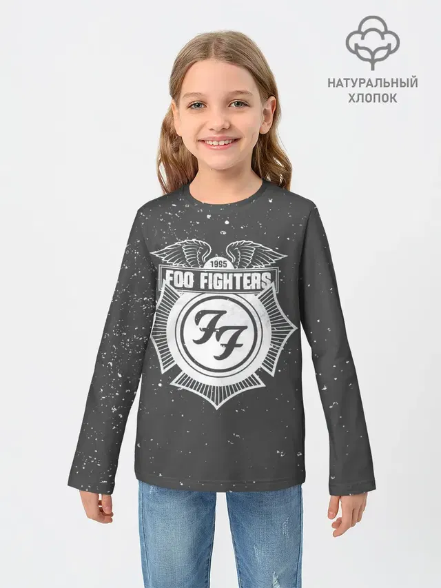 Детский лонгслив с принтом «Foo Fighters — Foo Fighters 1995 FF»