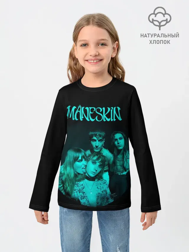 Детский лонгслив с принтом «Maneskin — Maneskin. Fisheye Faces»