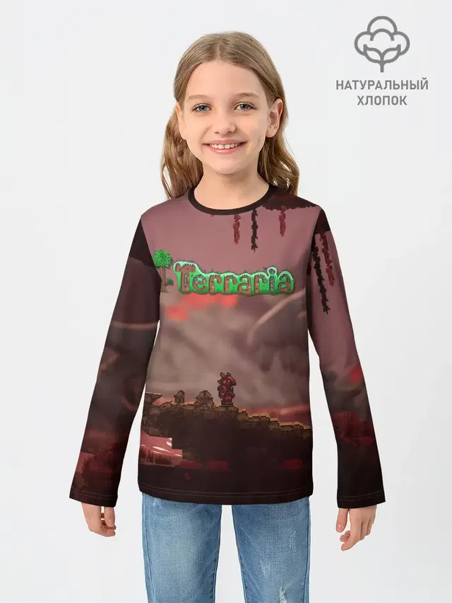 Детский лонгслив с принтом «Terraria Тэррария»