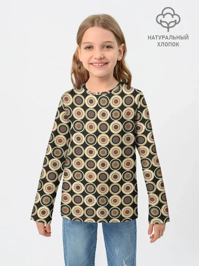 Абстракция из бежевых и зеленых кругов