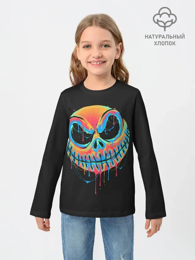 Детский лонгслив с принтом «Jack Skellington. Paints»