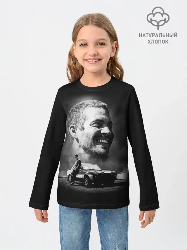 Детский лонгслив с принтом «Разные автомобильные — Paul Walker»